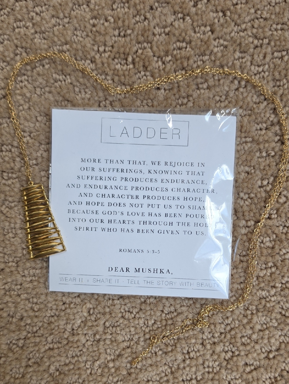 Dear Mushka Ladder Gold Pendant Necklace 30" In Pkg